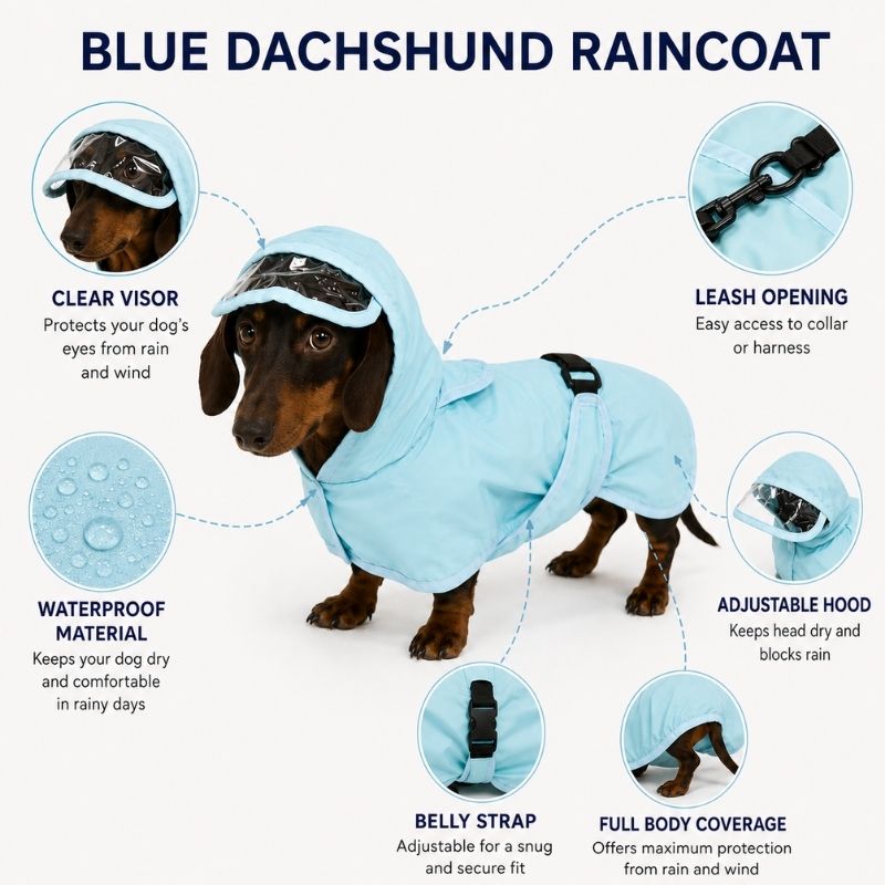 Blue Dachshund Raincoat