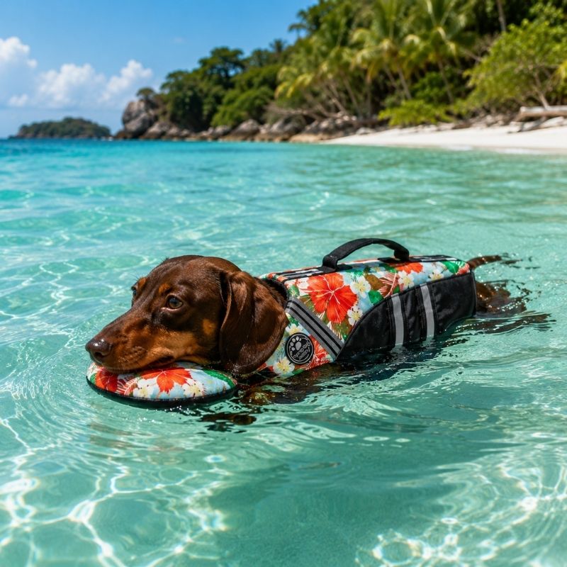 ChinFloat Dachshund Life Vest Limited Edition, dachshund swimming lifestyle