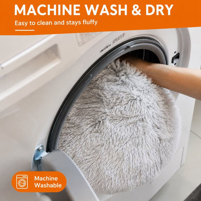 Machine washable care instructions for the plush dachshund bed