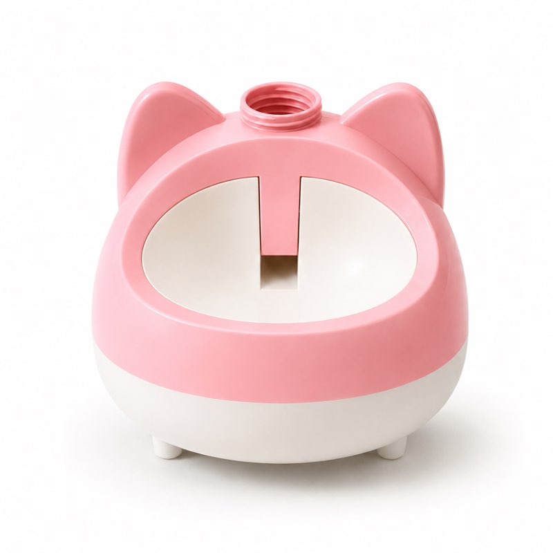 Pink auto refill water bowl with bottle thread on top
