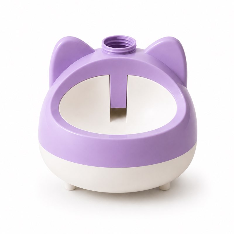 Purple auto refill water bowl with bottle thread on top