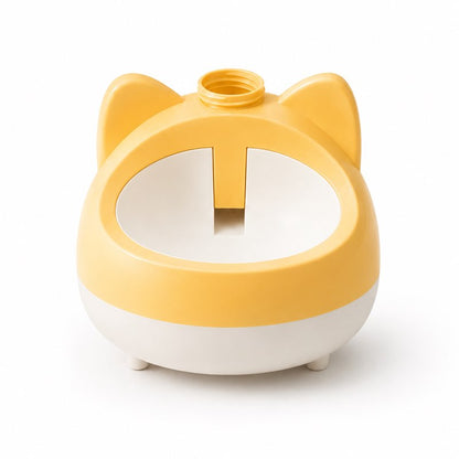 Yellow auto refill water bowl with bottle thread on top