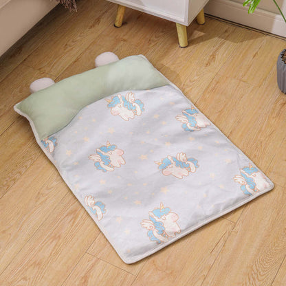 Unicorn print mint green flat lay