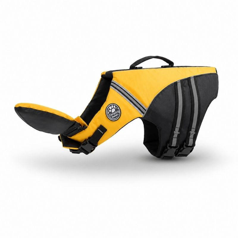 ChinFloat Dachshund Life Vest, Yellow flat lay