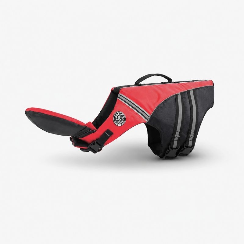 ChinFloat Dachshund Life Vest, Red flat lay