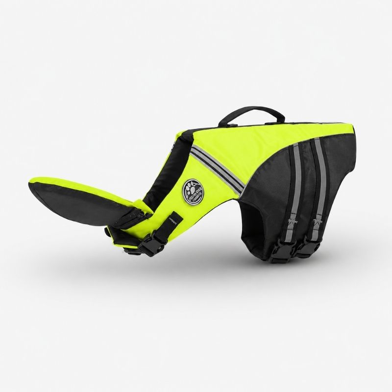 ChinFloat Dachshund Life Vest, Green flat lay