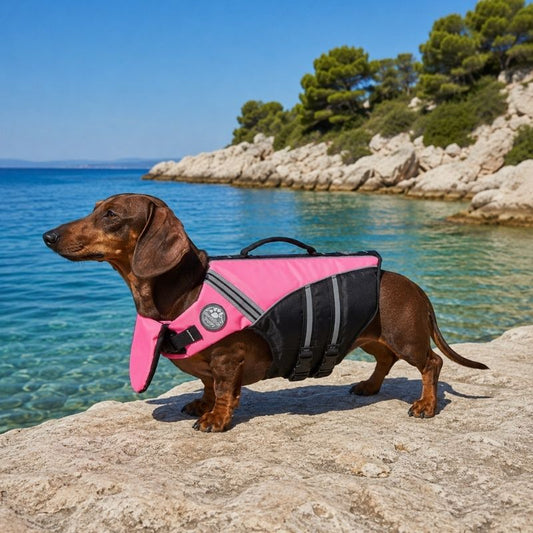 ChinFloat Dachshund Life Vest, dachshund swimming lifestyle