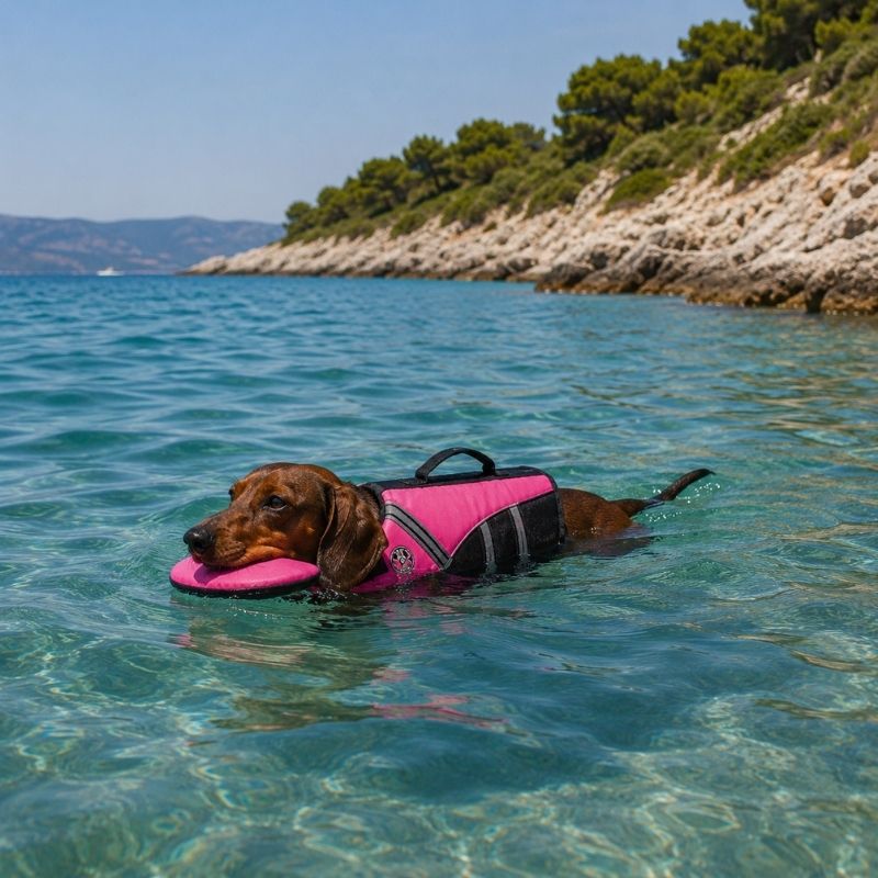ChinFloat Dachshund Life Vest, dachshund at the water lifestyle