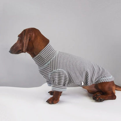 Kakao Gestreiftes Dackel T-Shirt