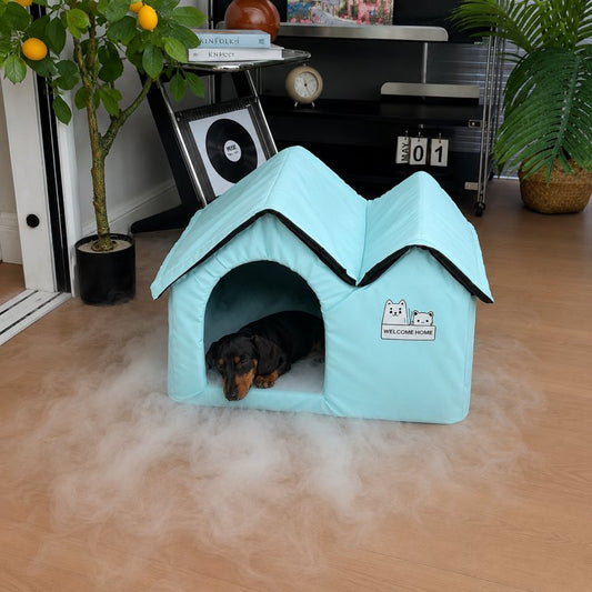 Mint Blue cooling house exterior with cool mist