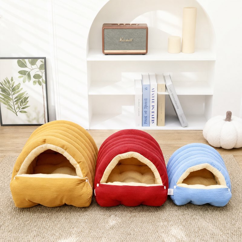 All six colours of the corduroy dachshund cave bed