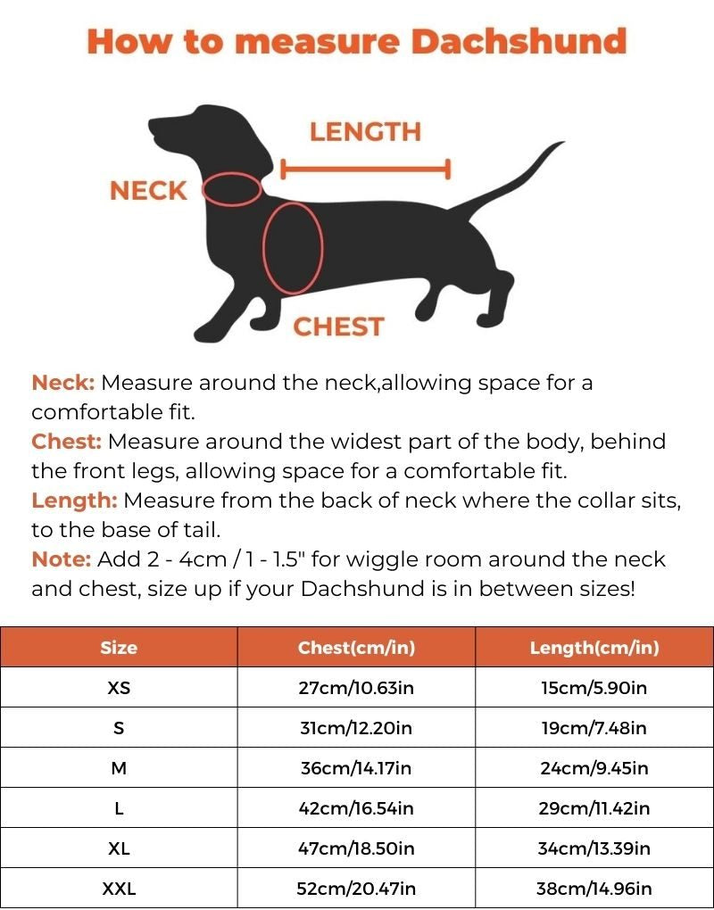 cow-dachshund-costume size guide