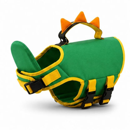 Dachshund Adventure Life Jacket Green flat lay