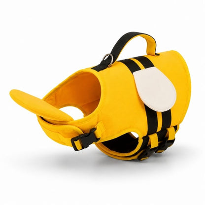 Dachshund Adventure Life Jacket Yellow flat lay