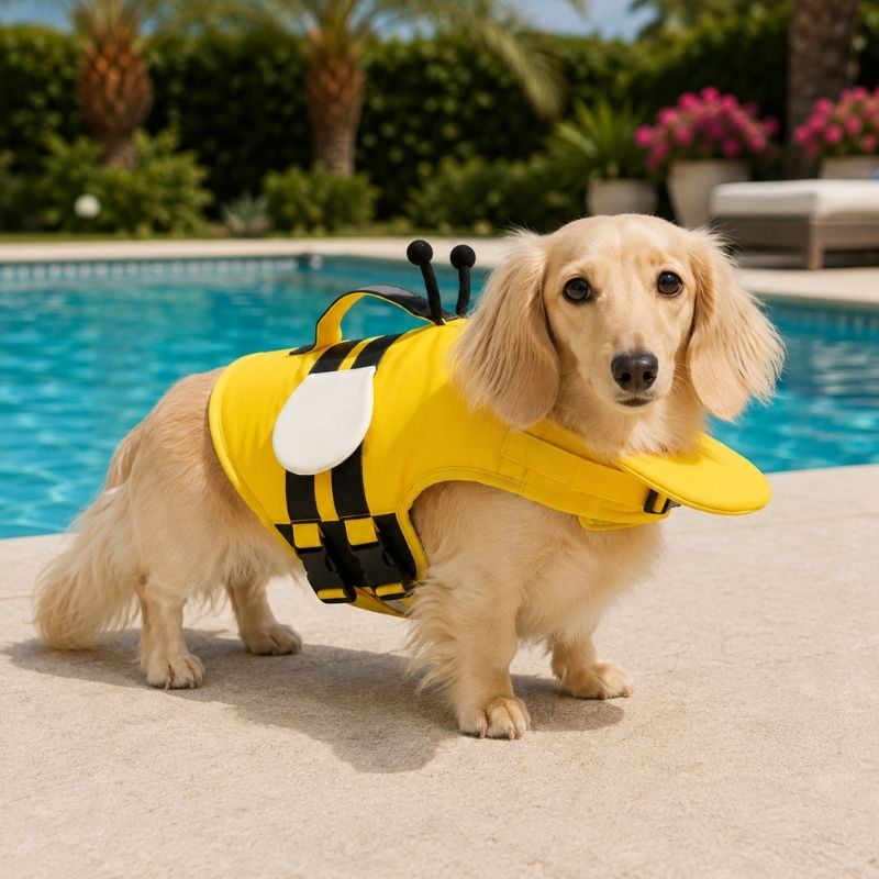 Dachshund Adventure Life Jacket in water
