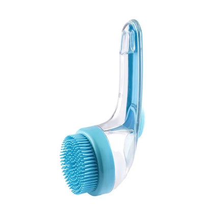 Dachshund Bathing Brush Blue flat lay