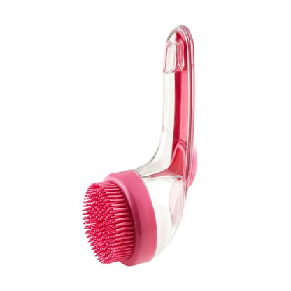 Dachshund Bathing Brush Red flat lay
