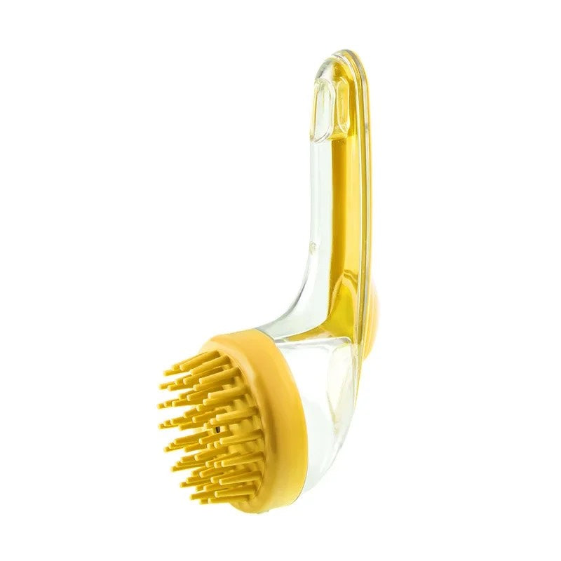 Dachshund Bathing Brush Yellow flat lay