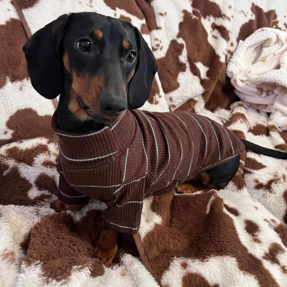 Dachshund geripptes Shirt in Kakao