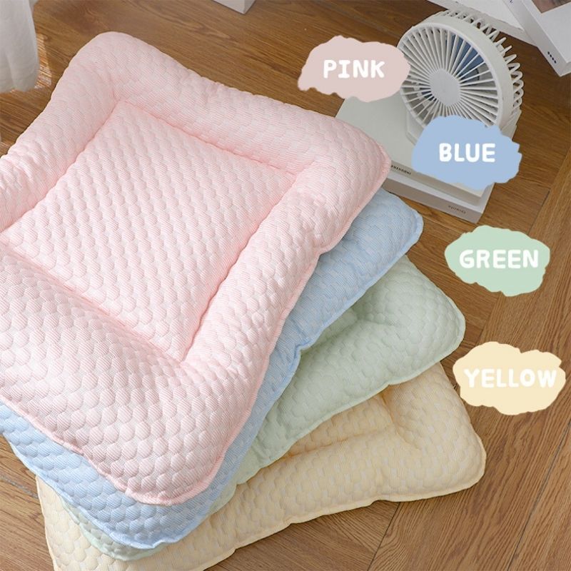 Dachshund Cooling Nest Bed in all four colors: pink, blue, green, yellow