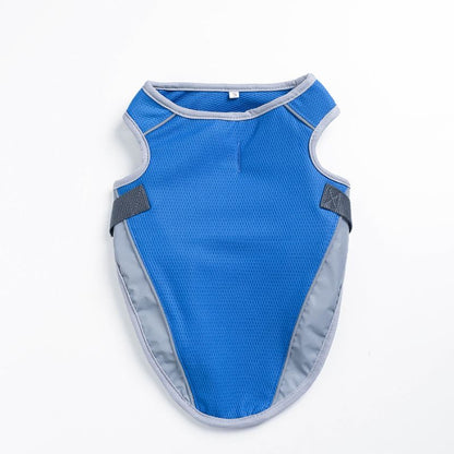Blue Dachshund Cooling Vest flat lay