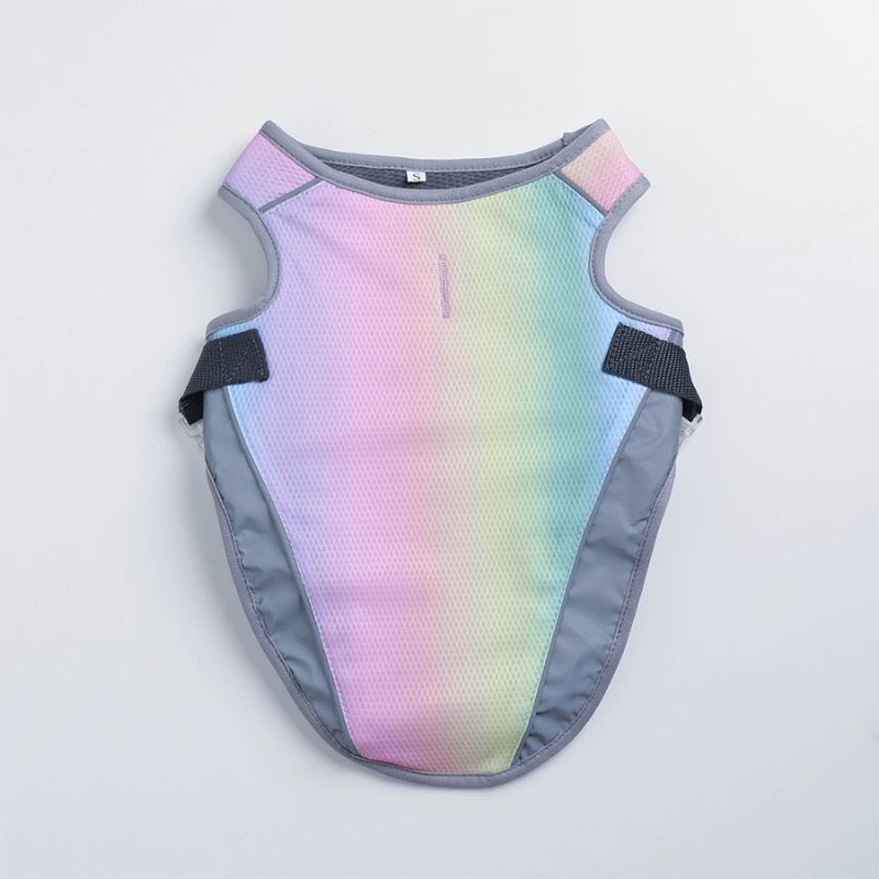 Rainbow Dachshund Cooling Vest flat lay