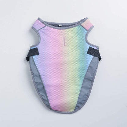 Rainbow Dachshund Cooling Vest flat lay