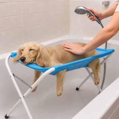 Dachshund Grooming Hammock Stand with dachshund