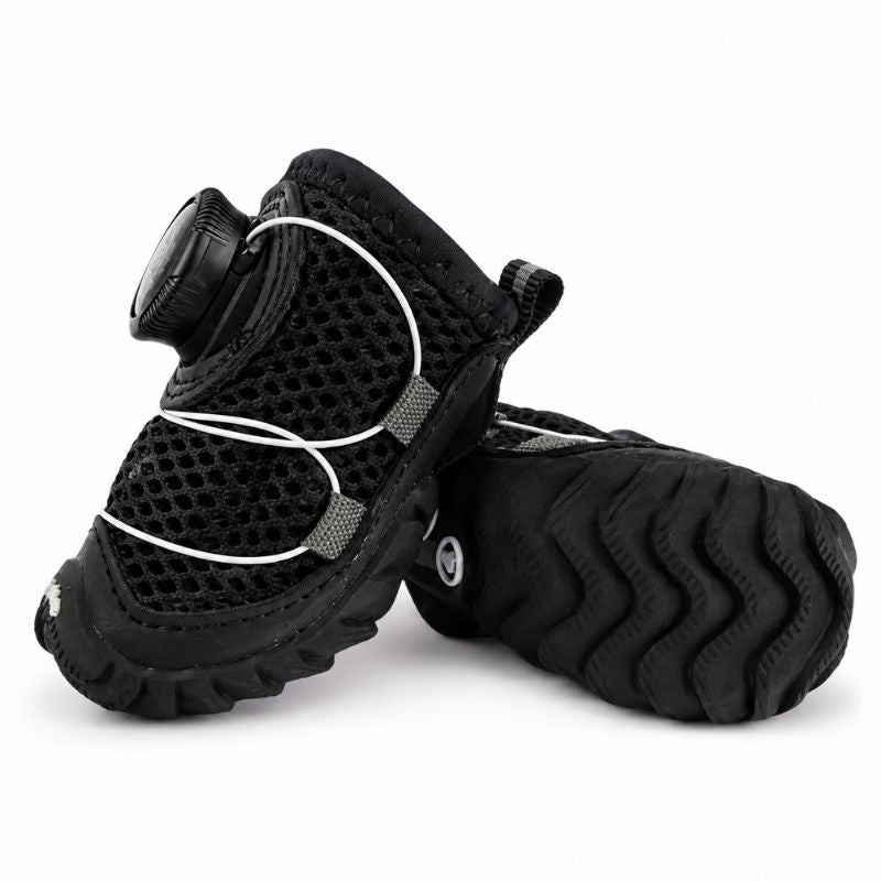 Dachshund Mesh Sneakers Black flat lay