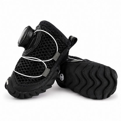 Dachshund Mesh Sneakers Black flat lay