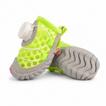Dachshund Mesh Sneakers Green flat lay