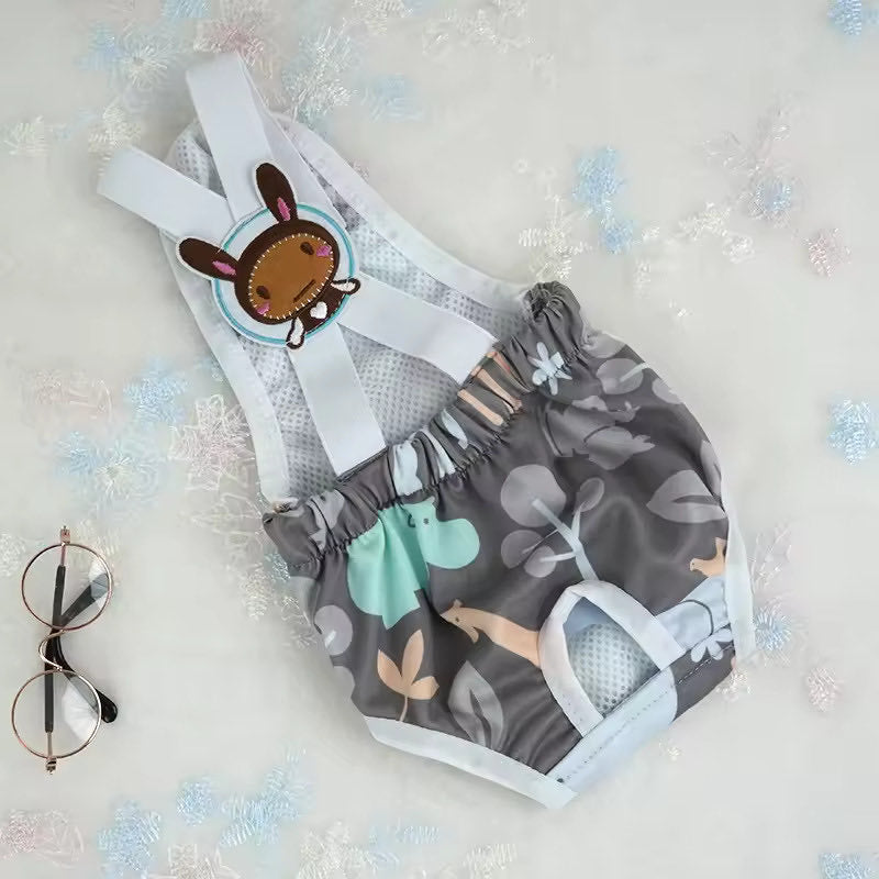 Gray Dachshund Sanitary Diaper Pants flat lay