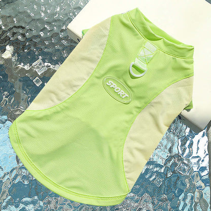 Green Dachshund Summer Sport Mesh Vest flat lay