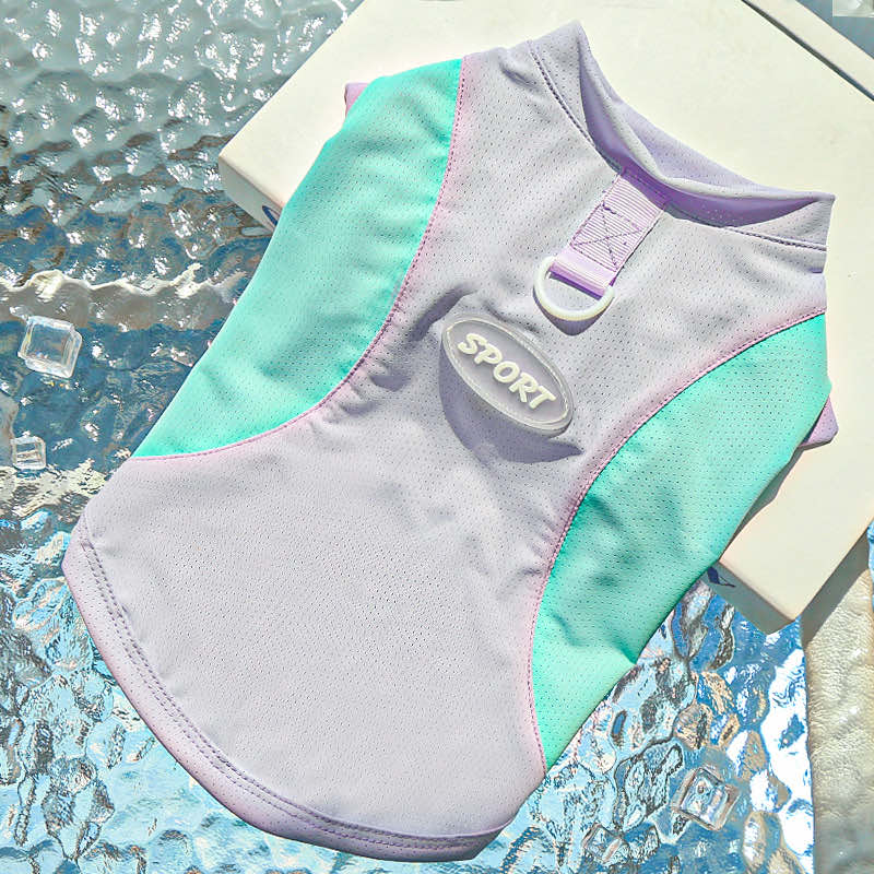 Purple Dachshund Summer Sport Mesh Vest flat lay
