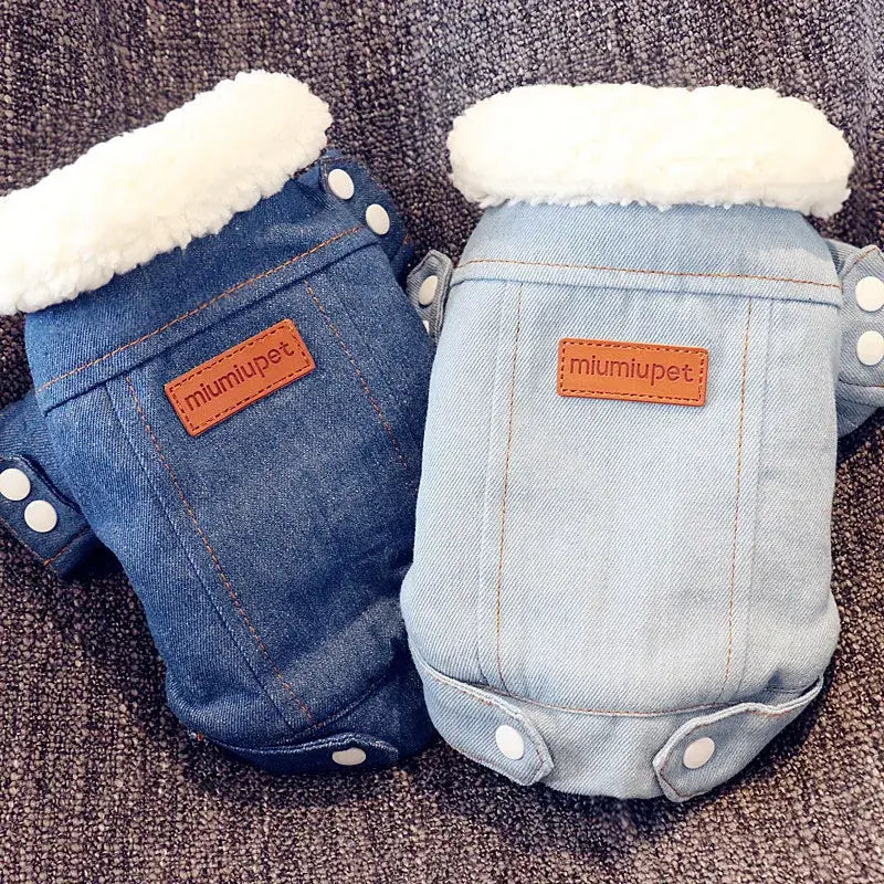 Dackel Jeansjacke mit Fell