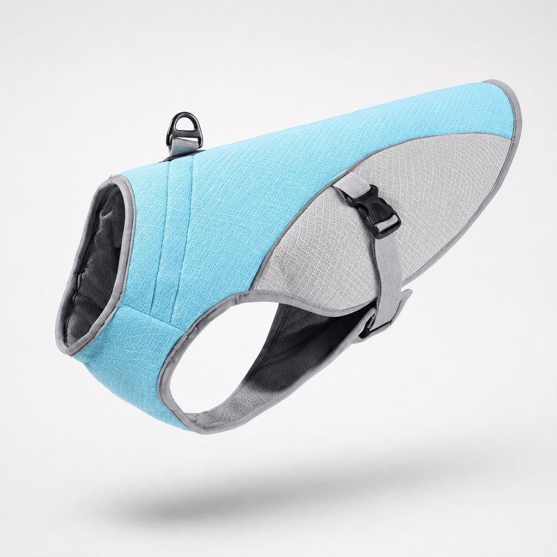 Doxie Chill Cooling Vest in Sky Blue flat lay