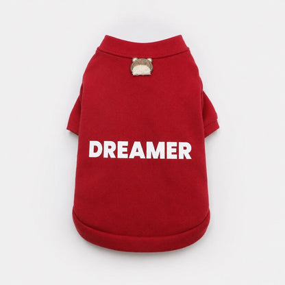 Red Dreamer Dachshund Hoodie flat lay front view showing tailored cut
