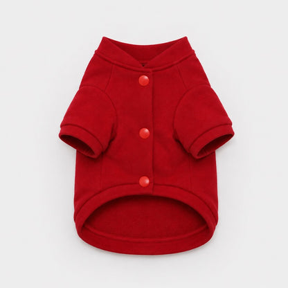 Red Dreamer Dachshund Hoodie flat lay back view with leash hole detail