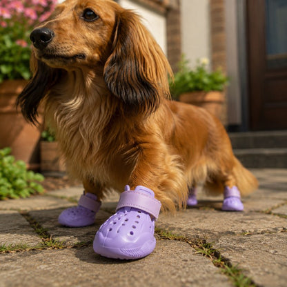 Reflective Dachshund Shoes lifestyle featured Purple