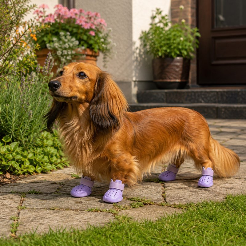 Reflective Dachshund Shoes lifestyle side view