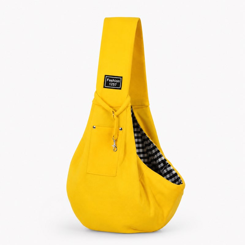 Yellow hands-free dachshund sling
