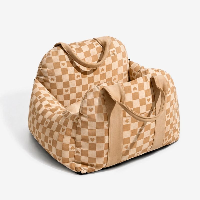 Heart Chequerboard Dachshund Car Seat Bed