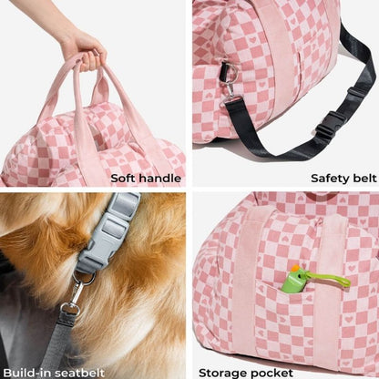 Heart Chequerboard Dachshund Car Seat Bed