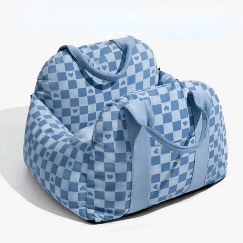 Heart Chequerboard Dachshund Car Seat Bed
