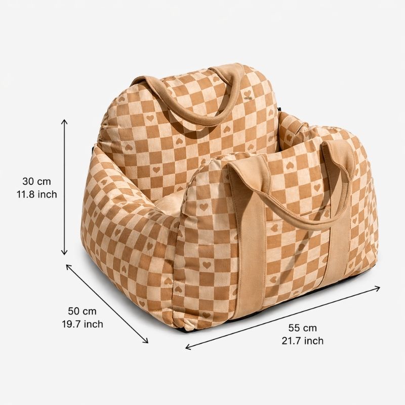 Heart Chequerboard Dachshund Car Seat Bed