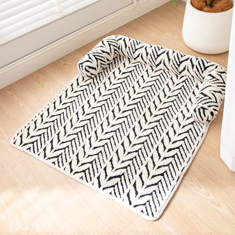 Herringbone Dachshund Couch Cover black flat lay