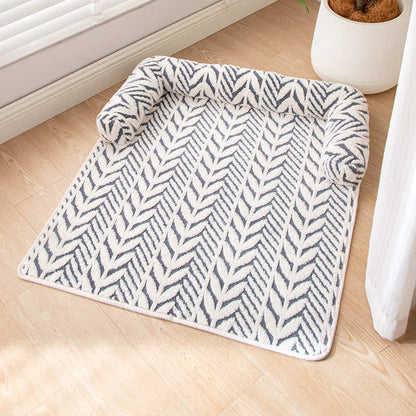Herringbone Dachshund Couch Cover gray flat lay