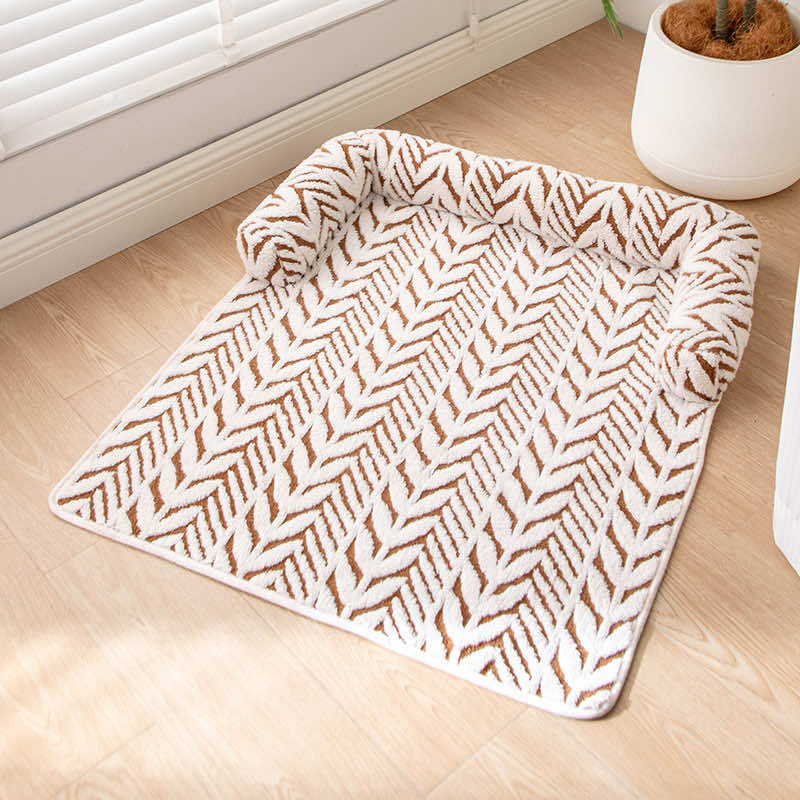 Herringbone Dachshund Couch Cover brown flat lay