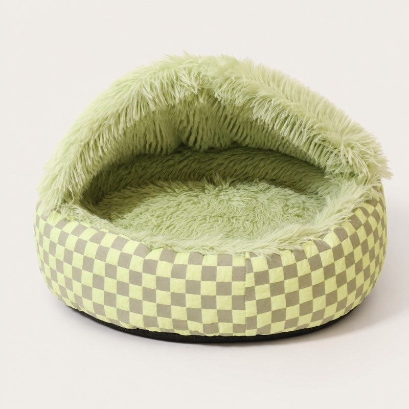 Green Hooded Dachshund Donut Bed studio shot