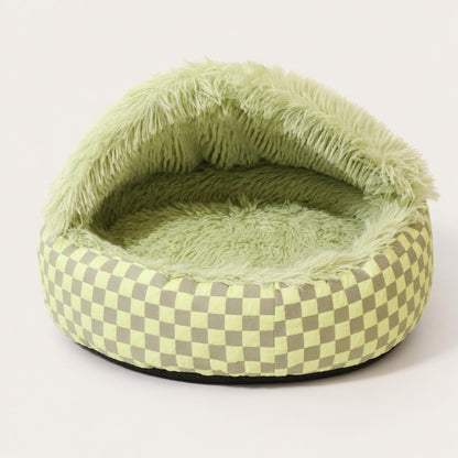 Green Hooded Dachshund Donut Bed studio shot